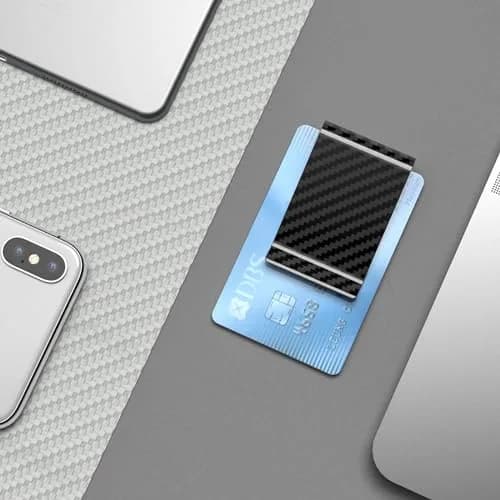 Travelambo Carbon Fiber Money Clip Front Pocket Wallet Minimalist Slim Wallet Credit Business Card Holder (CB black, 15 Card Capacity) thumbnail 6