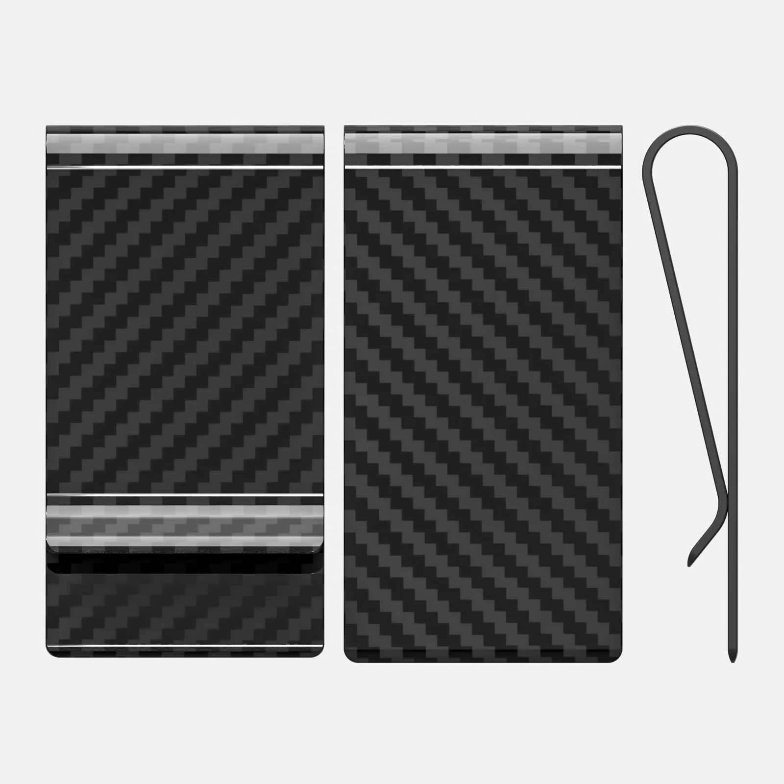 Travelambo Carbon Fiber Money Clip Front Pocket Wallet Minimalist Slim Wallet Credit Business Card Holder (CB black, 15 Card Capacity) - view 7