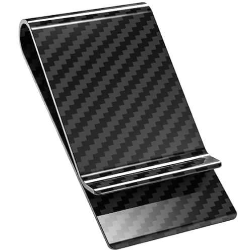 Travelambo Carbon Fiber Money Clip Front Pocket Wallet Minimalist Slim Wallet Credit Business Card Holder (CB black, 15 Card Capacity) thumbnail 1