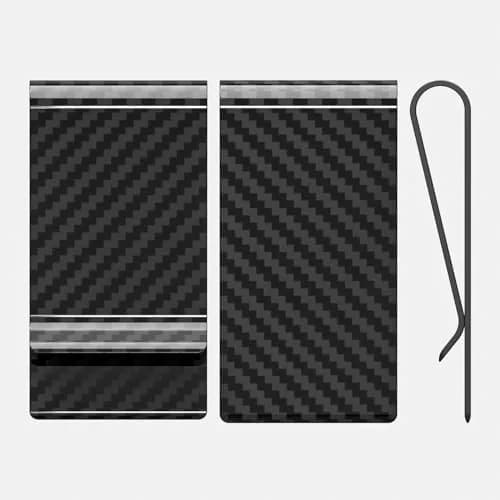 Travelambo Carbon Fiber Money Clip Front Pocket Wallet Minimalist Slim Wallet Credit Business Card Holder (CB black, 15 Card Capacity) thumbnail 7