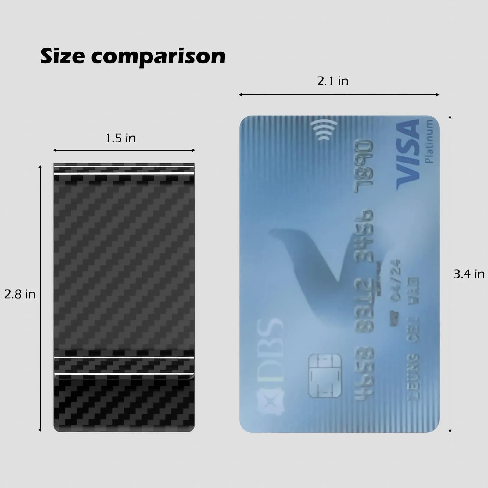 Travelambo Carbon Fiber Money Clip Front Pocket Wallet Minimalist Slim Wallet Credit Business Card Holder (CB black, 15 Card Capacity) - view 8