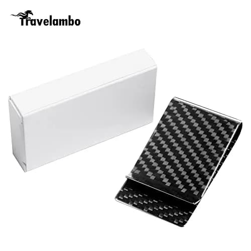Travelambo Carbon Fiber Money Clip Front Pocket Wallet Minimalist Slim Wallet Credit Business Card Holder (CB black, 15 Card Capacity) thumbnail 9