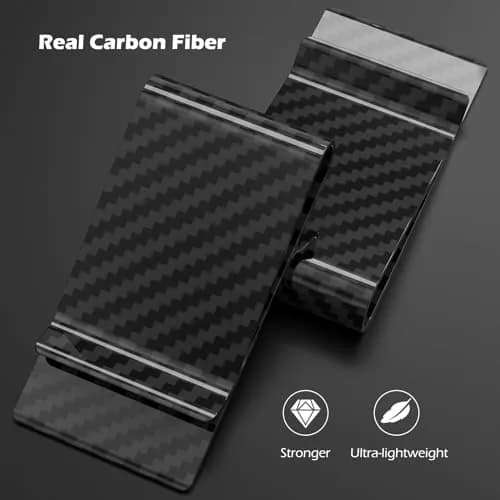Travelambo Carbon Fiber Money Clip Front Pocket Wallet Minimalist Slim Wallet Credit Business Card Holder (CB black, 15 Card Capacity) thumbnail 2