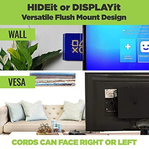 HIDEit Mounts PS4 Pro Wall Mount Bundle | Steel Wall Mount for PS4 Pro & Controllers, VESA & Under-Desk Compatible, Heavy-Duty Steel, Black thumbnail 3