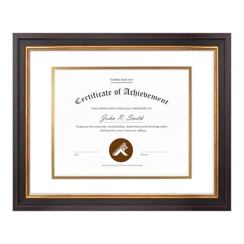 Golden State Art 11x14 Frame White Over Gold Double Mat for 8x10 Diploma | Elegant Wall Certificate & Photo Display thumbnail 1