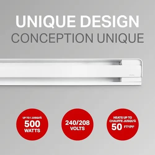 Stelpro B0502W B Series Baseboard Heater 500W 240V | Modern, Durable Wall-Mounted Heating for Living Room thumbnail 3
