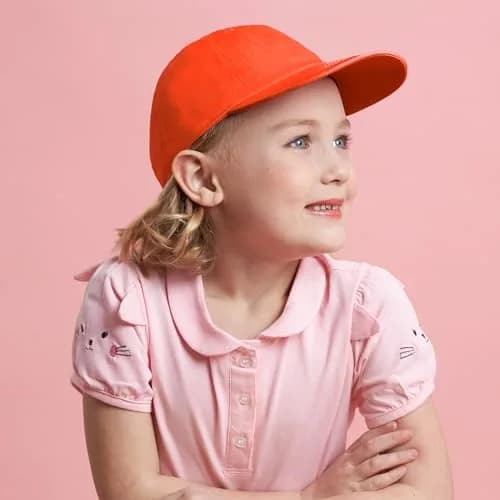 The Hat Depot Kids Washed Low Profile Cotton Baseball Cap | Orange, 2-5 Years thumbnail 2