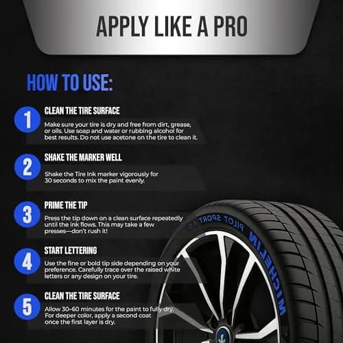 Tire Ink Blue Marking Pen | Waterproof Permanent Paint for Car Wheels, 0.3mm Fine Tip thumbnail 6