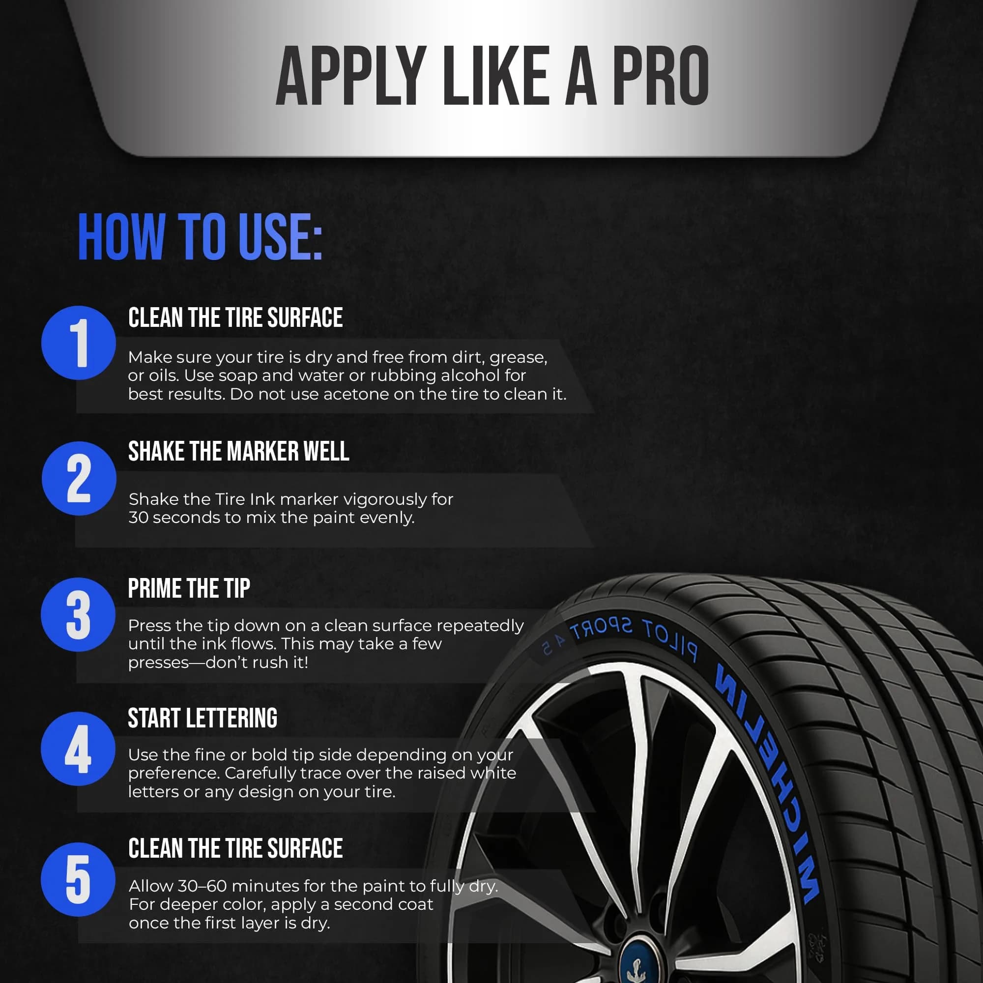 Tire Ink Blue Marking Pen | Waterproof Permanent Paint for Car Wheels, 0.3mm Fine Tip - view 6