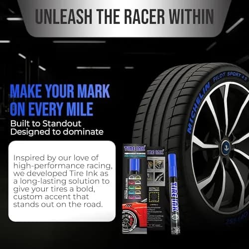 Tire Ink Blue Marking Pen | Waterproof Permanent Paint for Car Wheels, 0.3mm Fine Tip thumbnail 2