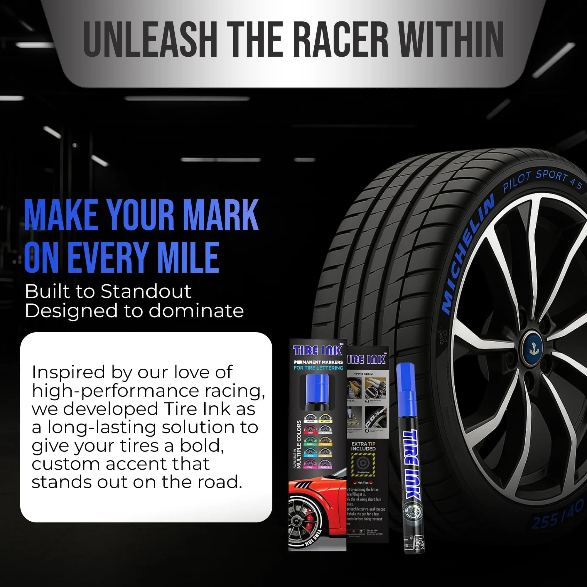 Tire Ink Blue Marking Pen | Waterproof Permanent Paint for Car Wheels, 0.3mm Fine Tip - view 2