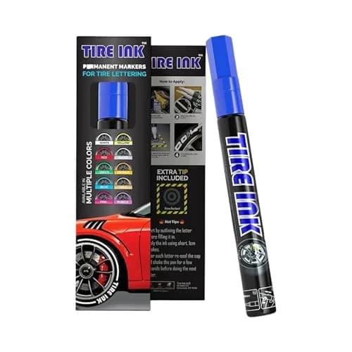 Tire Ink Green Color Tire Paint Pen - Waterproof Permanent Paint Pens for Car Wheels Lettering | 0.5mm Fine Tip — Blue