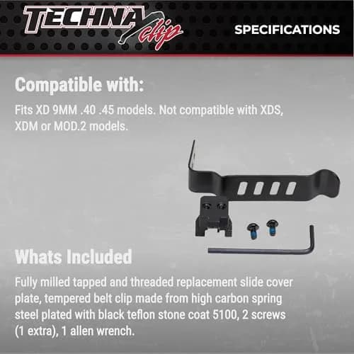 Techna Clip XDBA Conceal Carry Gun Belt Clip Black Carbon Fiber Belt Mount for SA XD Ambidextrous | Low-Profile Concealed Carry thumbnail 5