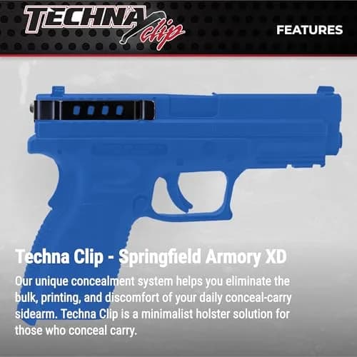 Techna Clip XDBA Conceal Carry Gun Belt Clip Black Carbon Fiber Belt Mount for SA XD Ambidextrous | Low-Profile Concealed Carry thumbnail 2