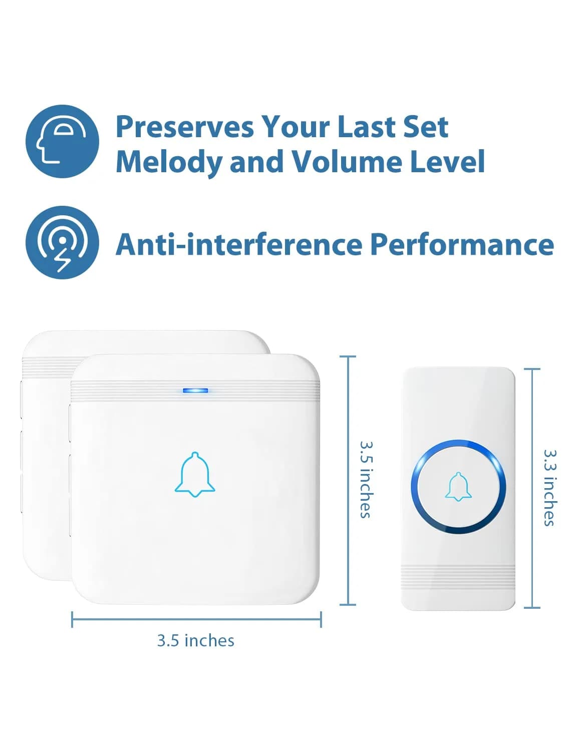 AVANTEK Wireless Doorbell Kit with 2 Receivers | 1300 ft Range, Waterproof Transmitter, 52 Melodies - view 5
