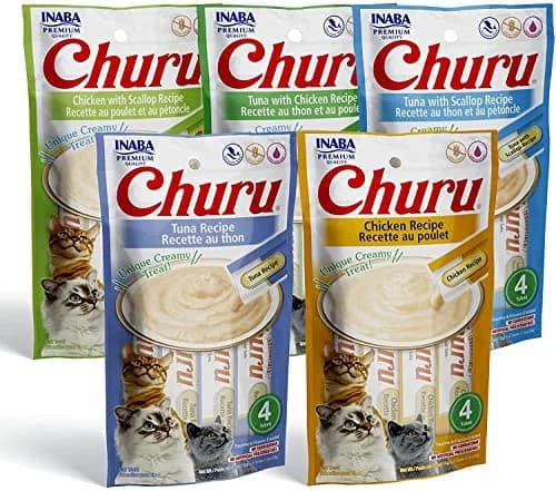 INABA Churu Lickable Creamy Purée Cat Treats 5 Flavor Variety Pack 10 oz (20 Tubes) | Hydrating & Low Calorie thumbnail 1