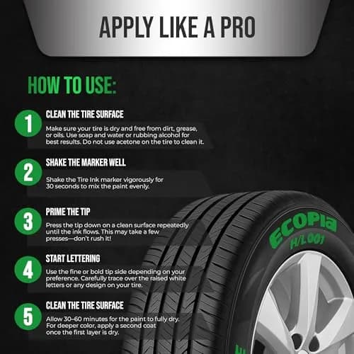 Tire Ink Green Color Tire Paint Pen - Waterproof Permanent Paint Pens for Car Wheels Lettering | 0.5mm Fine Tip thumbnail 5