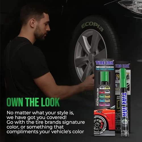 Tire Ink Green Color Tire Paint Pen - Waterproof Permanent Paint Pens for Car Wheels Lettering | 0.5mm Fine Tip thumbnail 7
