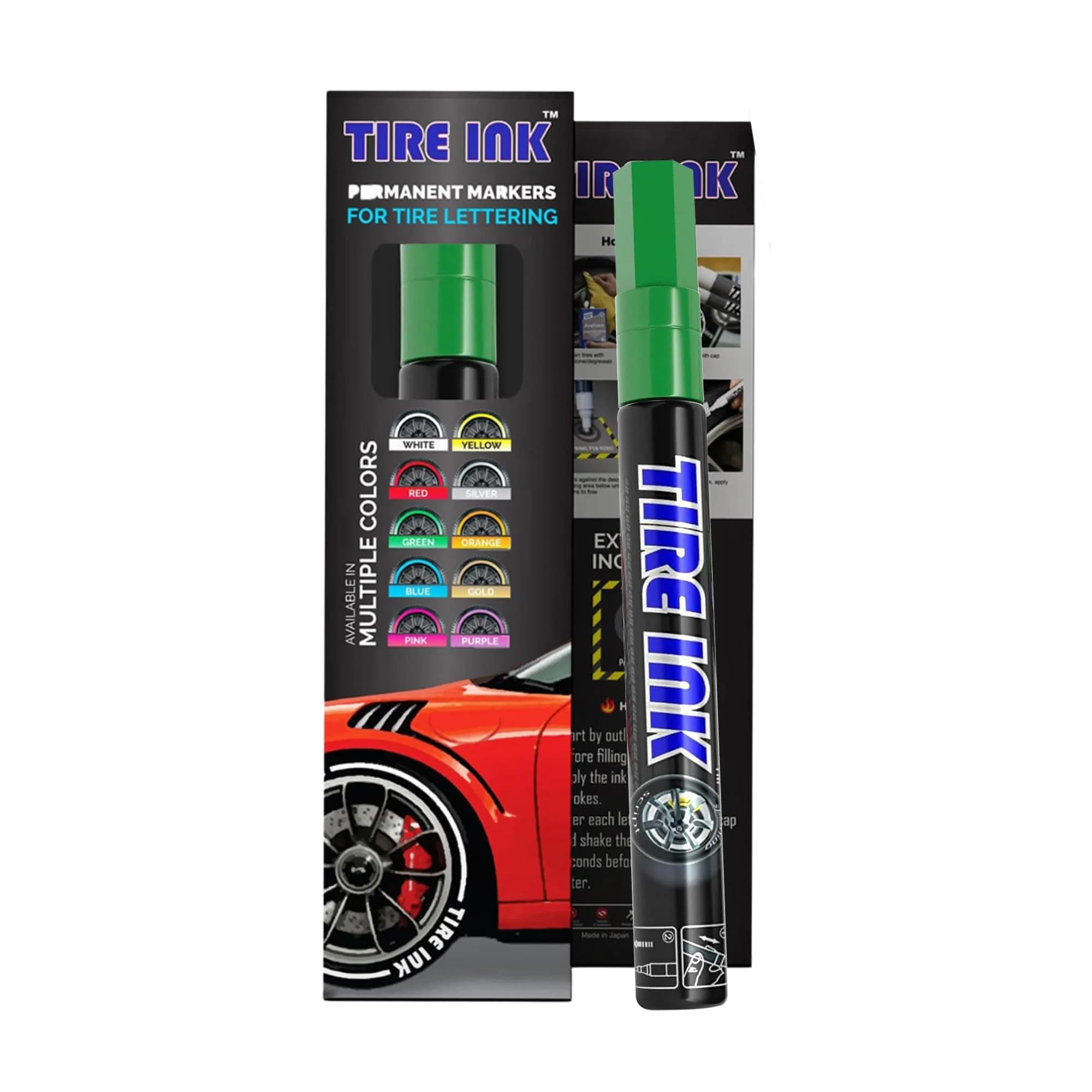 Tire Ink Green Color Tire Paint Pen - Waterproof Permanent Paint Pens for Car Wheels Lettering | 0.5mm Fine Tip - main product image