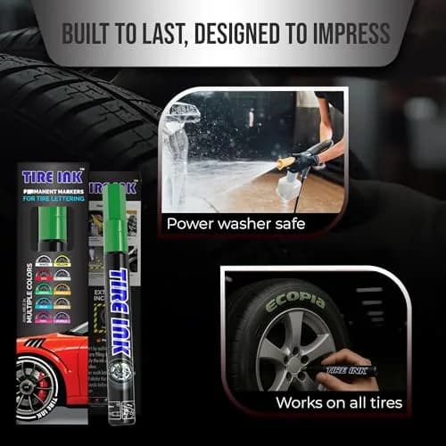 Tire Ink Green Color Tire Paint Pen - Waterproof Permanent Paint Pens for Car Wheels Lettering | 0.5mm Fine Tip thumbnail 3
