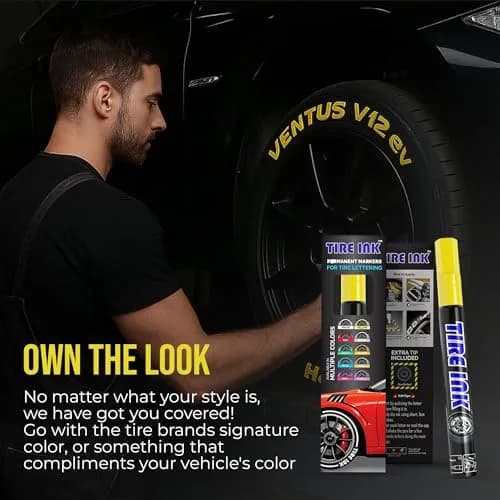 Tire Ink Yellow Tire Paint Pen - Waterproof Permanent Marker for Car Wheels | 1 Count (Pack of 1) | Made in Japan thumbnail 7