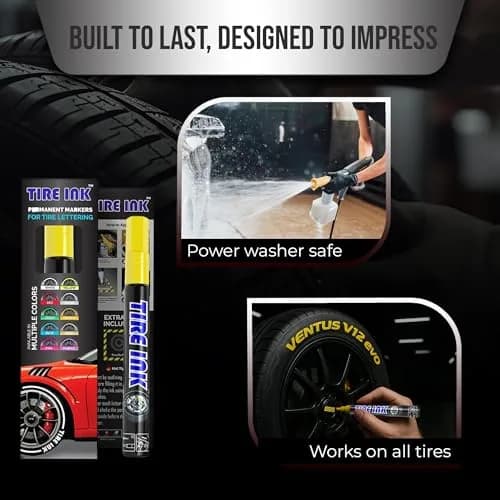 Tire Ink Yellow Tire Paint Pen - Waterproof Permanent Marker for Car Wheels | 1 Count (Pack of 1) | Made in Japan thumbnail 3