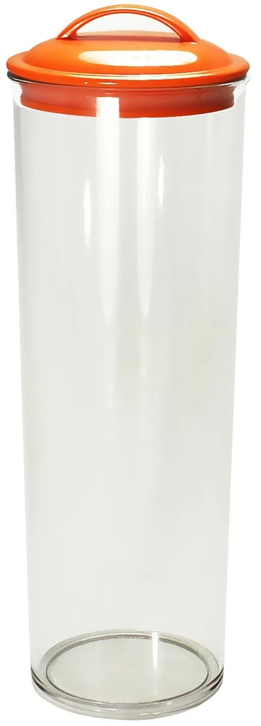 Reston Lloyd Tall Clear Spaghetti Pasta Storage Canister Container with Airtight Lid 34cm (13.5 Inches) | BPA Free for Kitchen Pantry Organization, Orange
