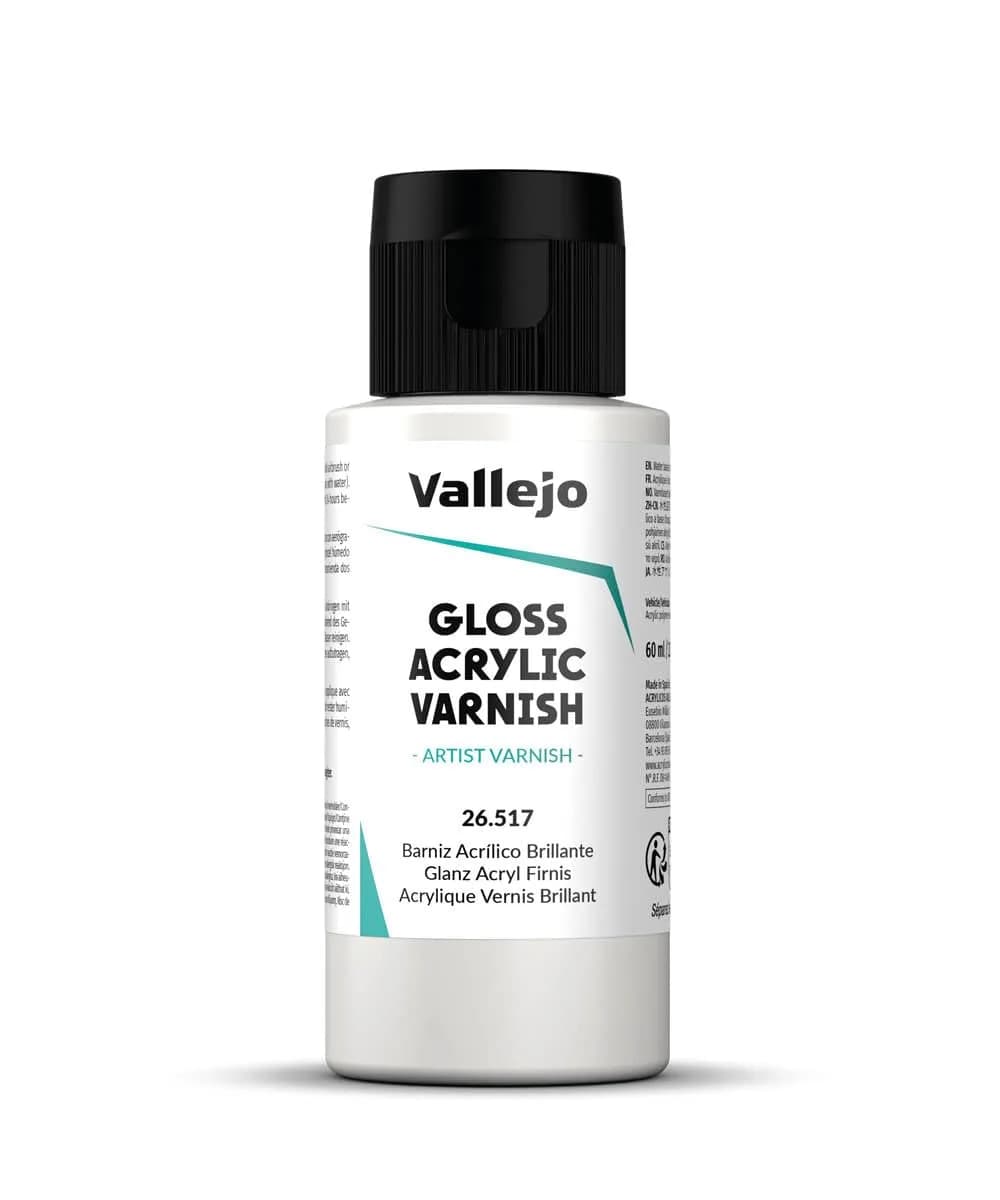 Vallejo Permanent Gloss Acrylic Varnish 55 ml (2.02 Fl Oz) | Scratch Resistant & Non-Yellowing for Indoor/Outdoor Surfaces