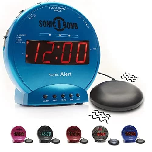 Sonic Alert Sonic Bomb Dual Alarm Clock with Bed Shaker, Turquoise, Large | Heavy Sleepers Wake with a Shake thumbnail 1