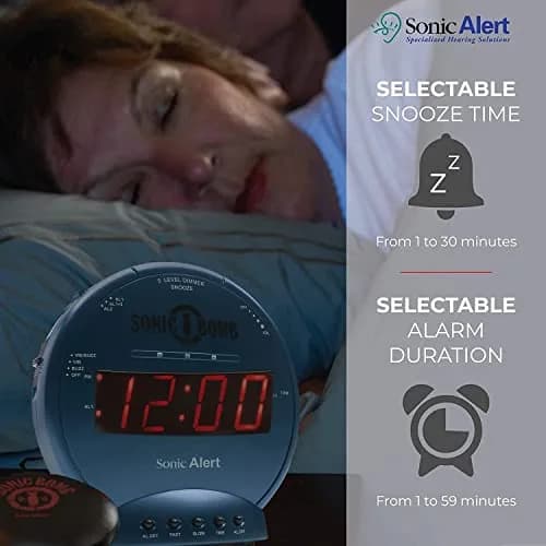 Sonic Alert Sonic Bomb Dual Alarm Clock with Bed Shaker, Turquoise, Large | Heavy Sleepers Wake with a Shake thumbnail 5