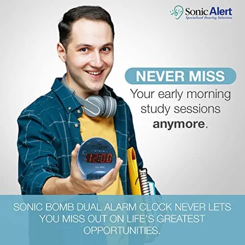 Sonic Alert Sonic Bomb Dual Alarm Clock with Bed Shaker, Turquoise, Large | Heavy Sleepers Wake with a Shake thumbnail 8