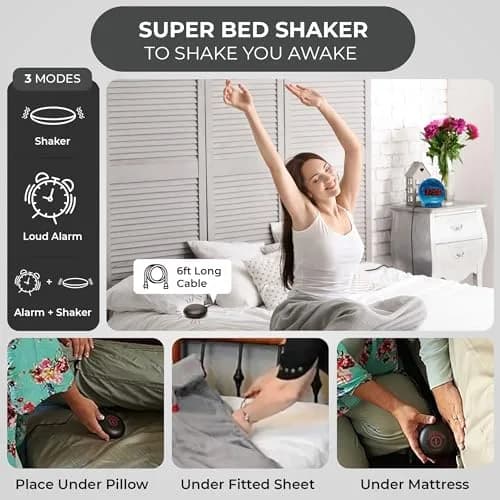 Sonic Alert Sonic Bomb Dual Alarm Clock with Bed Shaker, Turquoise, Large | Heavy Sleepers Wake with a Shake thumbnail 2
