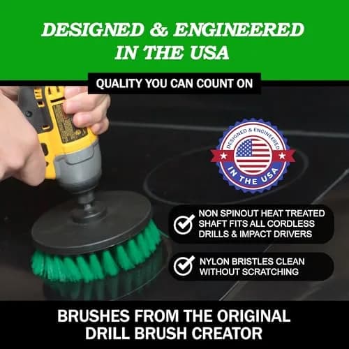 Drillbrush Green Kitchen Drill Brush Set for Oven, Air Fryer & Cabinets | Power Scrubber for Fast Kitchen Cleaning thumbnail 3