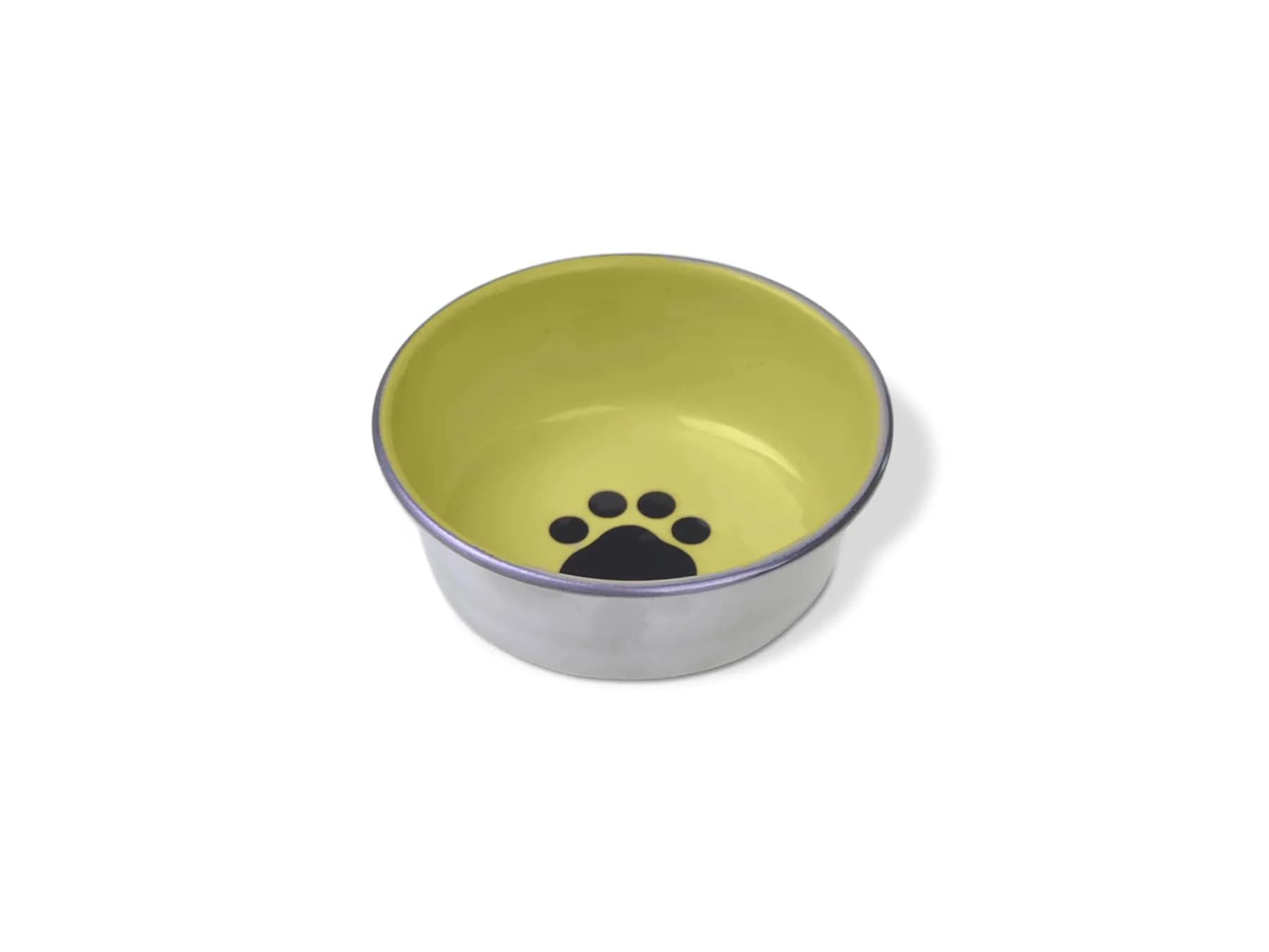 Van Ness Pets Small Stainless Steel Bowl for Cats & Small Dogs 8 OZ | Pawprint Decor, Tan