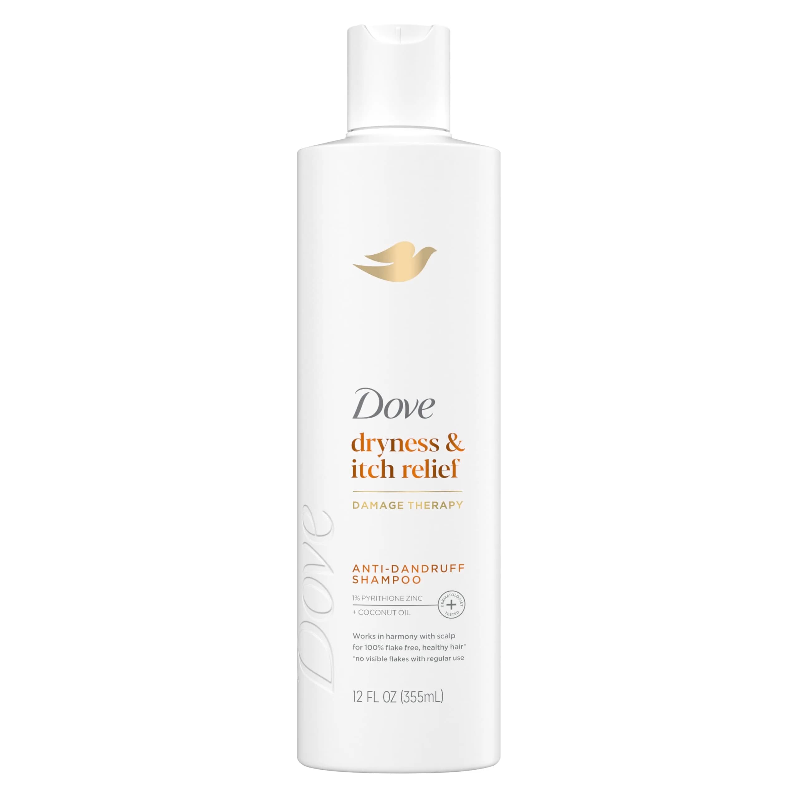 Dove Dryness & Itch Relief Shampoo 12 Fl Oz (1 Pack) | Pyrithione Zinc & Coconut Oil for Flaky Scalp - main product image