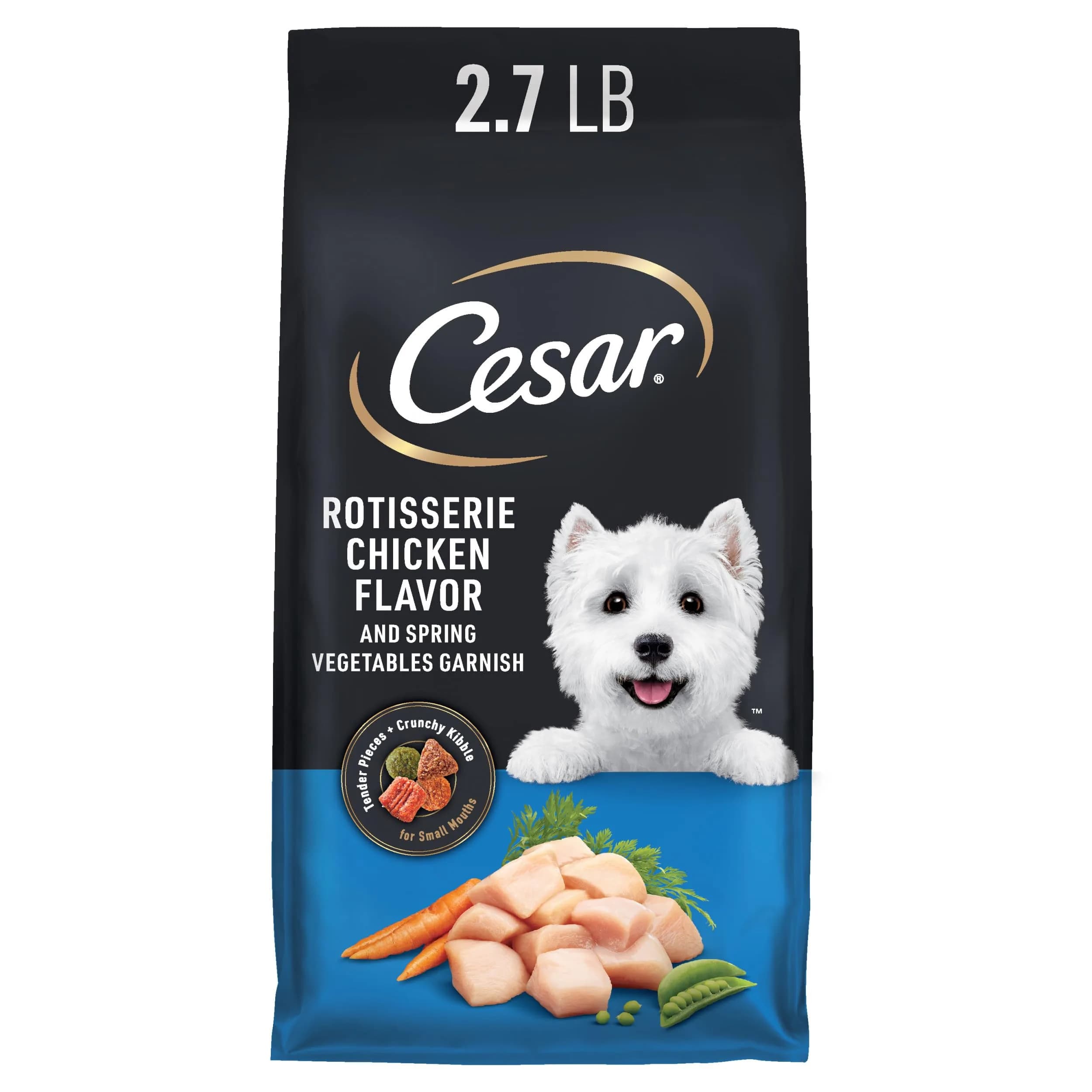 Cesar Small Breed Dry Dog Food, Chicken & Spring Vegetables Flavor, 1.23 kg (2.7 lb) | Nutritionally Complete & Balanced for Small Dogs — Chicken