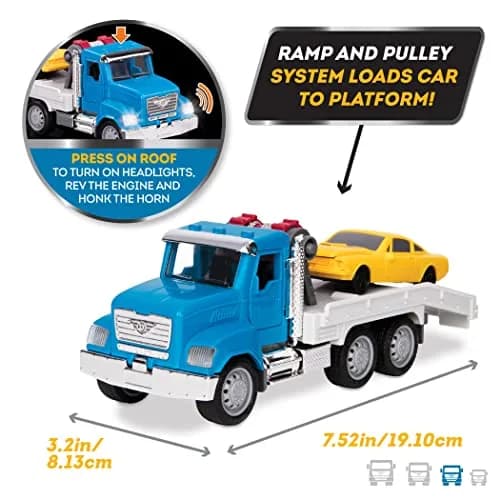 Driven by Battat Micro Tow Truck with Lights & Sounds, Movable Parts, 7-Inch Toy Vehicle | ASTM-Tested for Kids 3+ thumbnail 2
