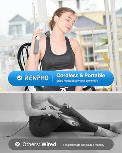 RENPHO Rechargeable Handheld Back Massager with 5 Speeds & Modes, 1.76 lb | Deep Tissue Muscle Relief thumbnail 5
