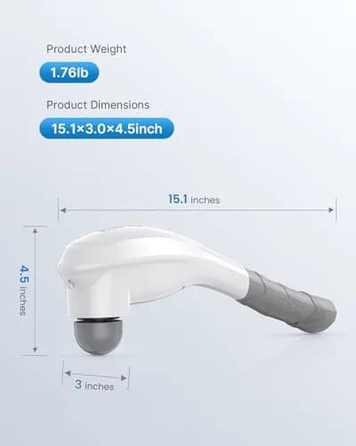 RENPHO Rechargeable Handheld Back Massager with 5 Speeds & Modes, 1.76 lb | Deep Tissue Muscle Relief thumbnail 6