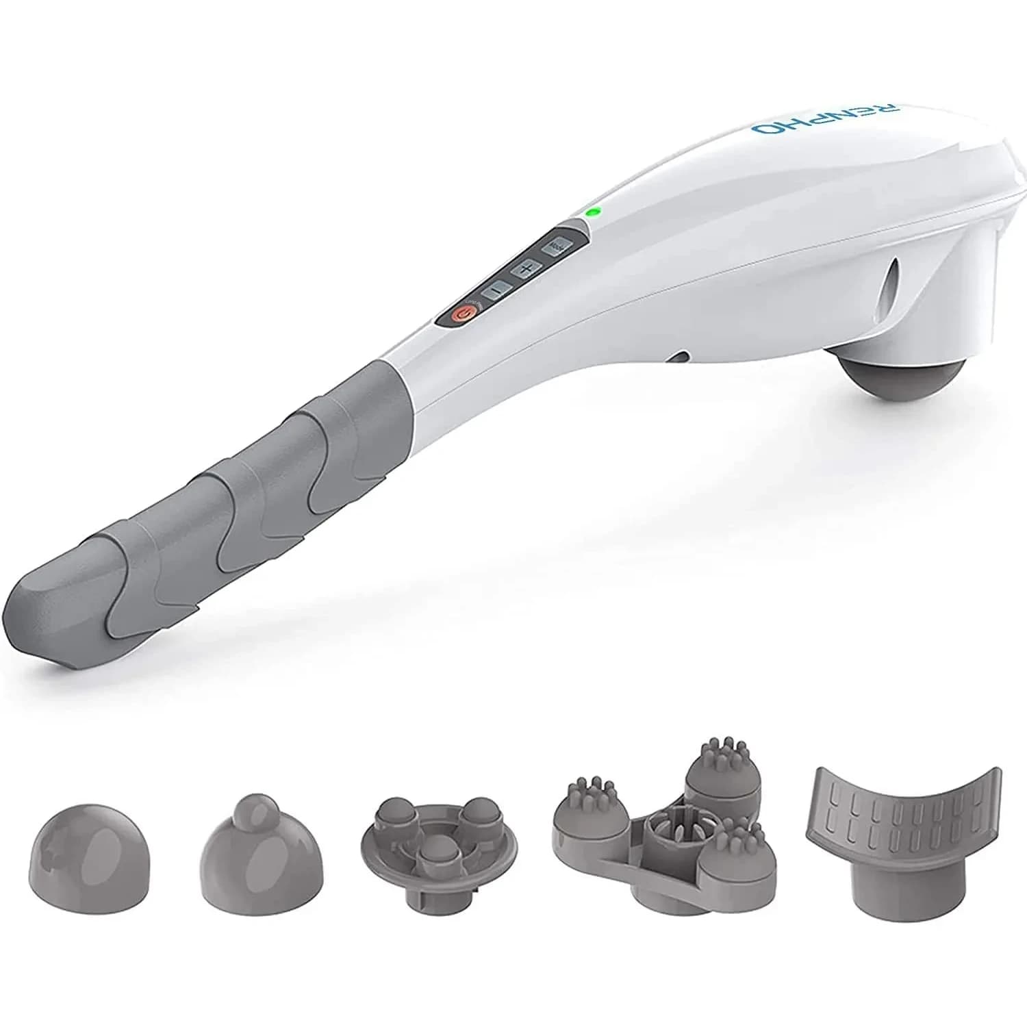 RENPHO Rechargeable Handheld Back Massager with 5 Speeds & Modes, 1.76 lb | Deep Tissue Muscle Relief — C-white