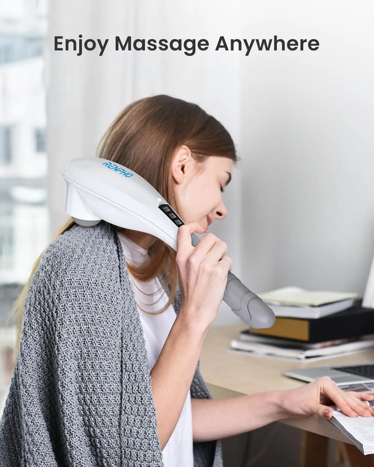 RENPHO Rechargeable Handheld Back Massager with 5 Speeds & Modes, 1.76 lb | Deep Tissue Muscle Relief - view 2