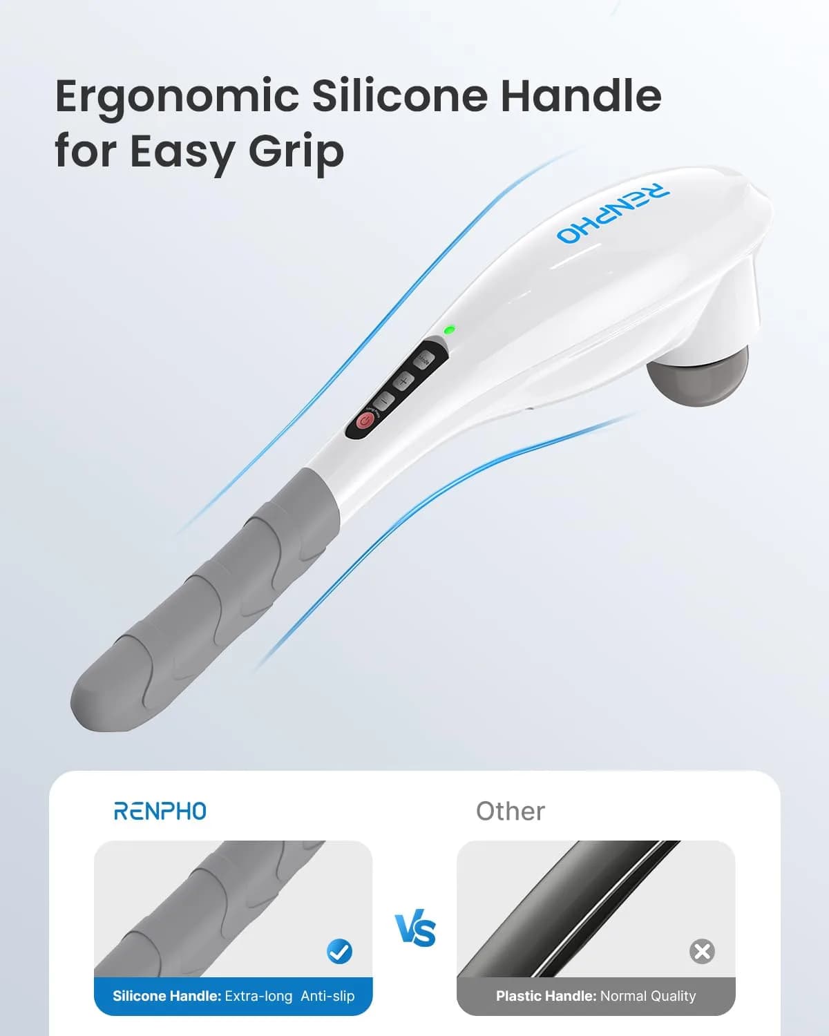 RENPHO Rechargeable Handheld Back Massager with 5 Speeds & Modes, 1.76 lb | Deep Tissue Muscle Relief - view 3