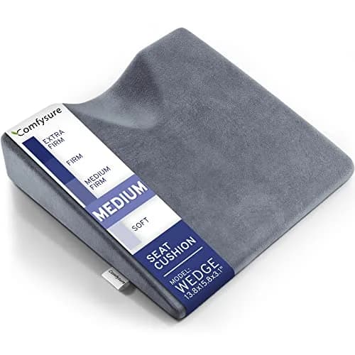 ComfySure Wedge Seat Cushion with Memory Foam | Orthopedic Tailbone Pain Relief for Car & Office Chairs (Grey) thumbnail 1