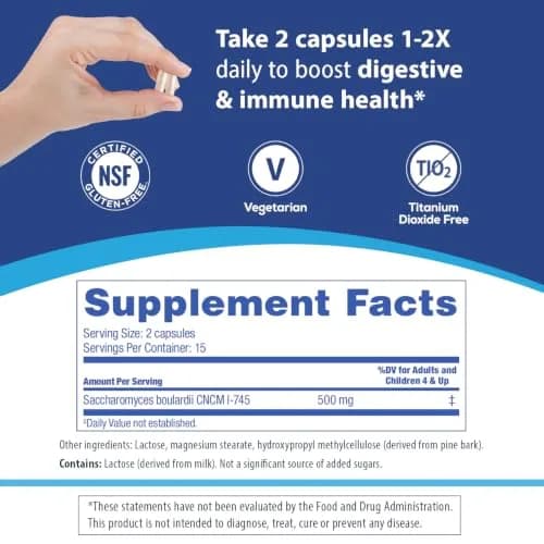 Florastor Probiotic for Digestive & Immune Health | Saccharomyces boulardii 30 Capsules thumbnail 5