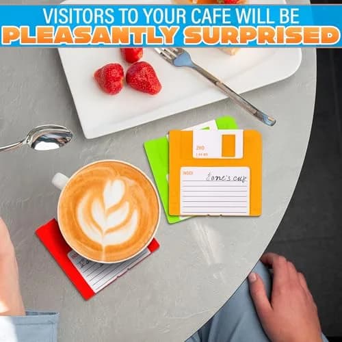DIMROM 6 Pcs Retro Floppy Coaster for Desk | 3.54"x3.54" Silicone, 80's Nostalgia thumbnail 7