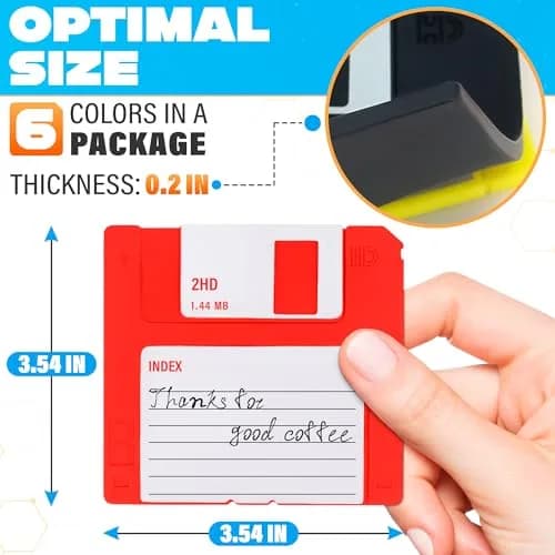 DIMROM 6 Pcs Retro Floppy Coaster for Desk | 3.54"x3.54" Silicone, 80's Nostalgia thumbnail 2