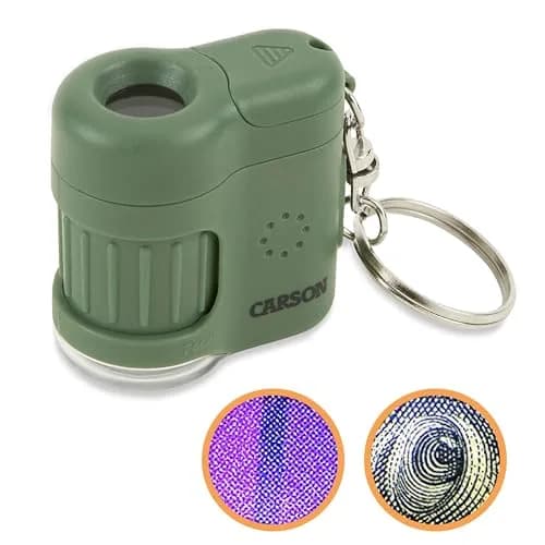 Carson MicroMini 20x LED Lighted Pocket Microscope with UV & Flashlight | Compact STEM Tool for Kids & Adults thumbnail 1