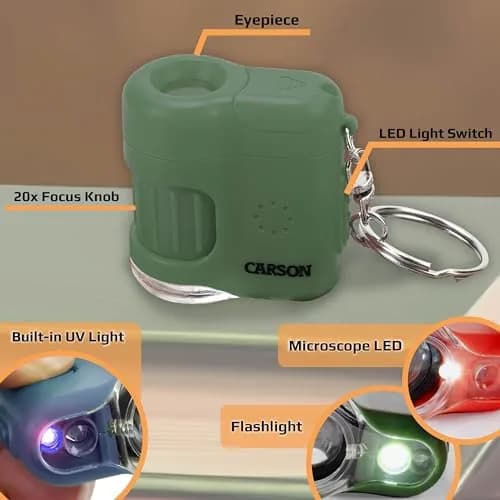 Carson MicroMini 20x LED Lighted Pocket Microscope with UV & Flashlight | Compact STEM Tool for Kids & Adults thumbnail 2