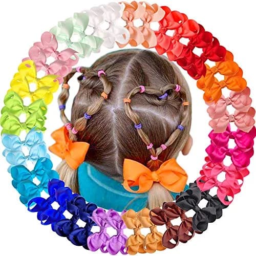 CÉLLOT 3 inch Hair Bows for Girls | Grosgrain Ribbon Toddler Hair Accessories with Alligator Clips (40 pcs, Multicolor) thumbnail 8