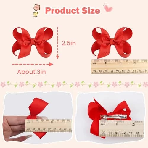 CÉLLOT 3 inch Hair Bows for Girls | Grosgrain Ribbon Toddler Hair Accessories with Alligator Clips (40 pcs, Multicolor) thumbnail 3